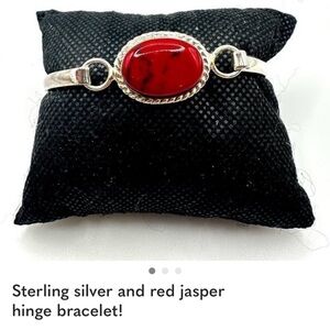 Silver and Red Jasper Bracelet